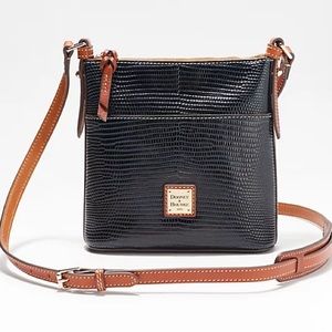 DOONEY & BOURKE Midnight Blue Lizard Embossed Letter Carrier Crossbody